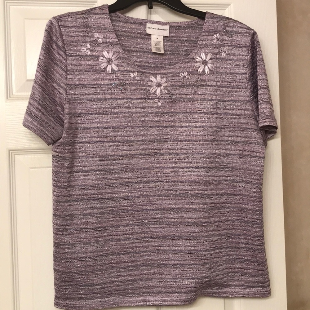 Alfred Dunner top purple and grey with embroidery
